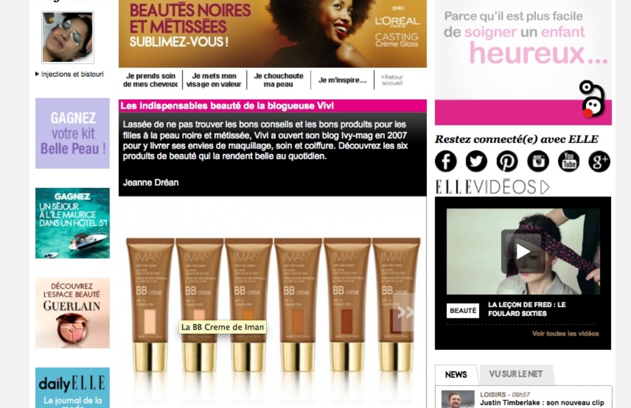 Interview ELLE.FR : ViVi dans le dossier Beautés Noires et métissées :)