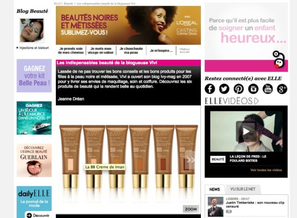 Interview ELLE.FR : ViVi dans le dossier Beautés Noires et métissées :)