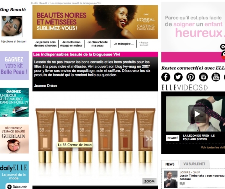 Interview ELLE.FR : ViVi dans le dossier Beautés Noires et métissées :)