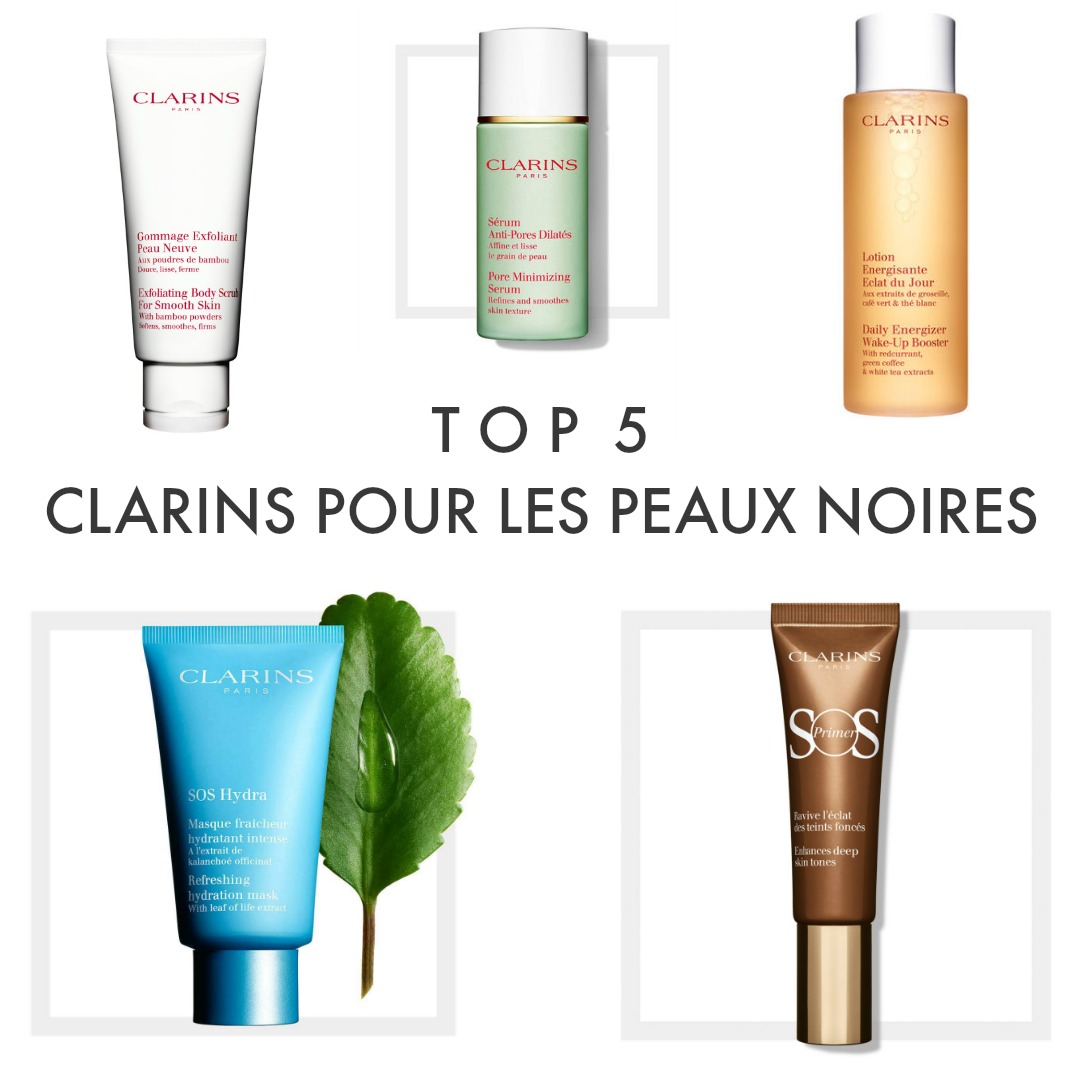 sélection de soins Clarins pour les peaux noires